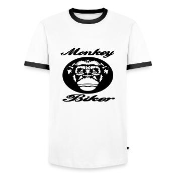 Monkey Biker - Men's Ringer Shirt - white/black - Front - AI Model Female 172 light (172cm) & AI Model Male 178 dark (178cm)