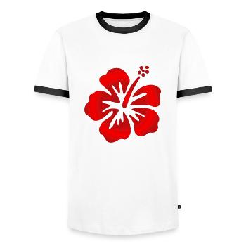 Hibiscus Red - Men's Ringer Shirt - white/black - Front - AI Model Female 172 light (172cm) & AI Model Male 178 dark (178cm)