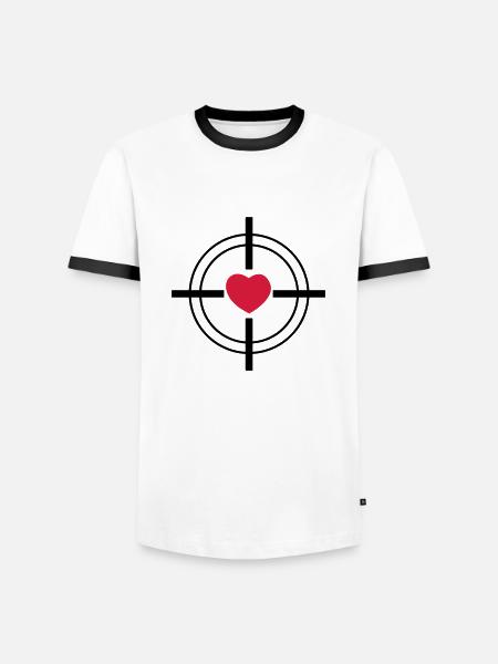 Herz - Männer Kontrast-T-Shirt - Weiß/Schwarz