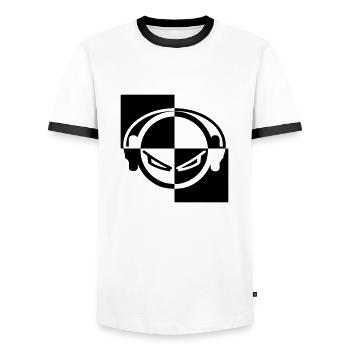 DJ - Men's Ringer Shirt - white/black - Front - AI Model Female 172 light (172cm) & AI Model Male 178 dark (178cm)