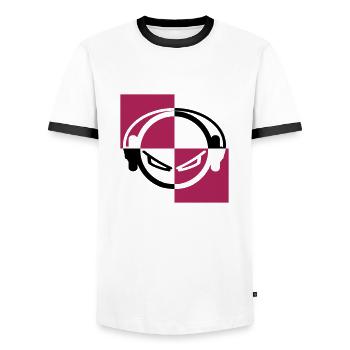 headphones - Männer Kontrast-T-Shirt - Weiß/Schwarz - Vorne - AI Model Female 172 light (172cm) & AI Model Male 178 dark (178cm)