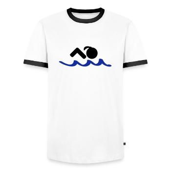 swimming - T-shirt contrasté Homme - blanc/noir - Devant - AI Model Female 172 light (172cm) & AI Model Male 178 dark (178cm)