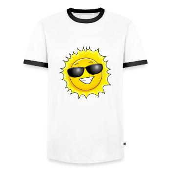 Sonne - Männer Kontrast-T-Shirt - Weiß/Schwarz - Vorne - AI Model Female 172 light (172cm) & AI Model Male 178 dark (178cm)