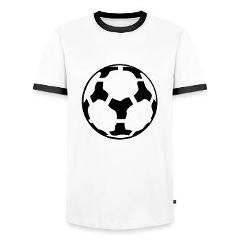 Fußball / soccer ball - Männer Kontrast-T-Shirt - Weiß/Schwarz - Vorne - AI Model Female 172 light (172cm) & AI Model Male 178 dark (178cm)