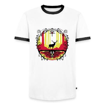 Hirsch im Wald - Männer Kontrast-T-Shirt - Weiß/Schwarz - Vorne - AI Model Female 172 light (172cm) & AI Model Male 178 dark (178cm)