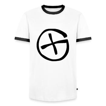 geocaching fett - Männer Kontrast-T-Shirt - Weiß/Schwarz - Vorne - AI Model Female 172 light (172cm) & AI Model Male 178 dark (178cm)