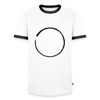 Zen, Buddhism, circle, meditation, - Men's Ringer Shirt - white/black - Front - AI Model Female 172 light (172cm) & AI Model Male 178 dark (178cm)