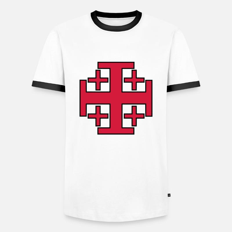 Tempelritter Kreuzfahrer - Männer Kontrast-T-Shirt - Weiß/Schwarz