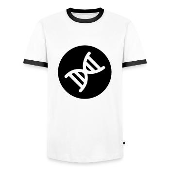 DNA double helix - Men's Ringer Shirt - white/black - Front - AI Model Female 172 light (172cm) & AI Model Male 178 dark (178cm)