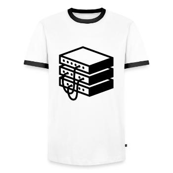 Old fashioned Server - Men's Ringer Shirt - white/black - Front - AI Model Female 172 light (172cm) & AI Model Male 178 dark (178cm)