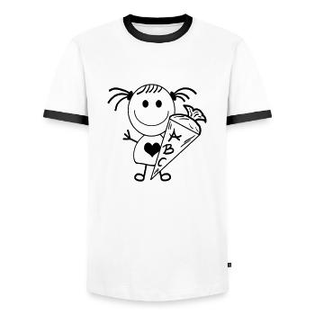 Schulkind Strichmädchen - Männer Kontrast-T-Shirt - Weiß/Schwarz - Vorne - AI Model Female 172 light (172cm) & AI Model Male 178 dark (178cm)
