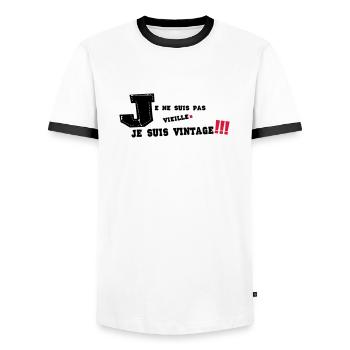 je ne suis pas vieille - T-shirt contrasté Homme - blanc/noir - Devant - AI Model Female 172 light (172cm) & AI Model Male 178 dark (178cm)