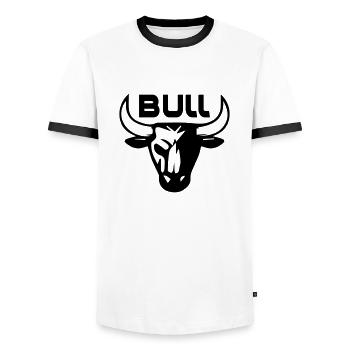 bull_3 - Men's Ringer Shirt - white/black - Front - AI Model Female 172 light (172cm) & AI Model Male 178 dark (178cm)
