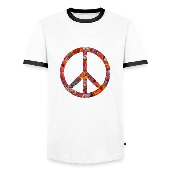 flower peace light - T-shirt contrasté Homme - blanc/noir - Devant - AI Model Female 172 light (172cm) & AI Model Male 178 dark (178cm)