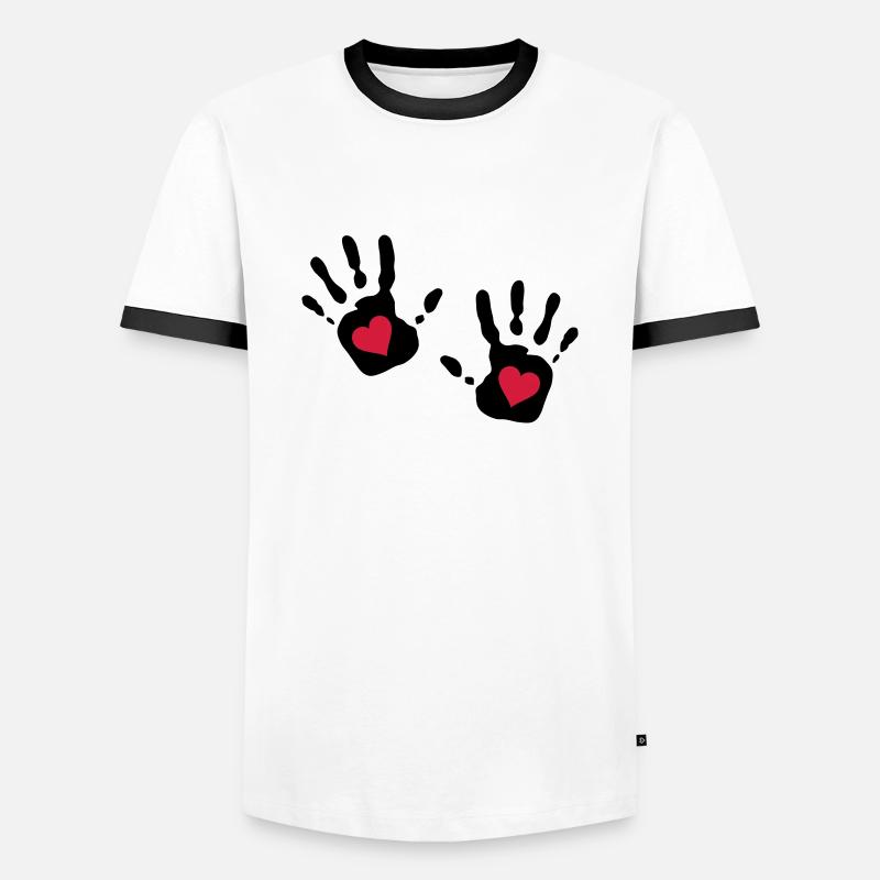 heartcutout2_2c - Männer Kontrast-T-Shirt - Weiß/Schwarz