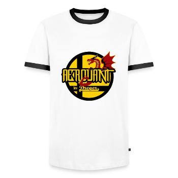 Dragons du Trégor - T-shirt contrasté Homme - blanc/noir - Devant - AI Model Female 172 light (172cm) & AI Model Male 178 dark (178cm)