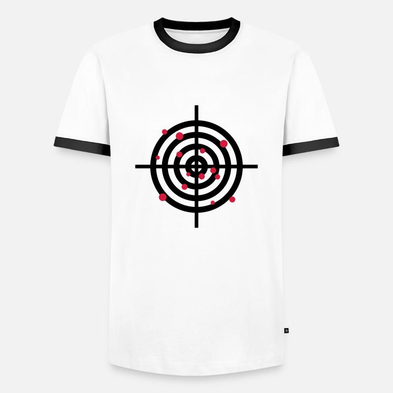 zielscheibe_mit_einschussloechern_2c - Männer Kontrast-T-Shirt - Weiß/Schwarz