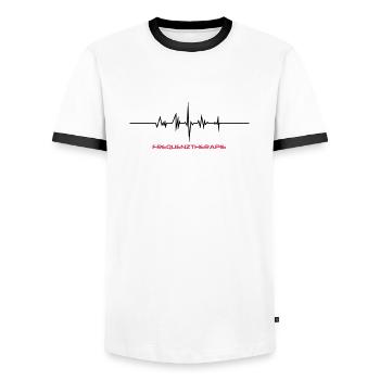 Frequenztherapie Brand - Männer Kontrast-T-Shirt - Weiß/Schwarz - Vorne - AI Model Female 172 light (172cm) & AI Model Male 178 dark (178cm)