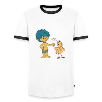 Plumps & Küken Blume - Männer Kontrast-T-Shirt - Weiß/Schwarz - Vorne - AI Model Female 172 light (172cm) & AI Model Male 178 dark (178cm)