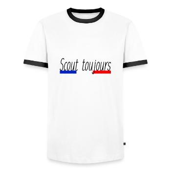 Scout toujours - T-shirt contrasté Homme - blanc/noir - Devant - AI Model Female 172 light (172cm) & AI Model Male 178 dark (178cm)