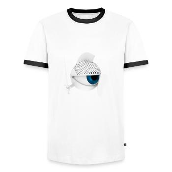 COUTEAUX BLANCS 2 Oeil de chevalier blanc mignon - T-shirt contrasté Homme - blanc/noir - Devant - AI Model Female 172 light (172cm) & AI Model Male 178 dark (178cm)