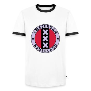 Amsterdam Wappen - Men's Ringer Shirt - white/black - Front - AI Model Female 172 light (172cm) & AI Model Male 178 dark (178cm)