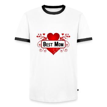 Best Mom - Men's Ringer Shirt - white/black - Front - AI Model Female 172 light (172cm) & AI Model Male 178 dark (178cm)