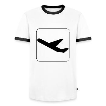 Symbol Abflug - Start - Departure - Männer Kontrast-T-Shirt - Weiß/Schwarz - Vorne - AI Model Female 172 light (172cm) & AI Model Male 178 dark (178cm)