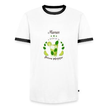 Maman potion magique - T-shirt contrasté Homme - blanc/noir - Devant - AI Model Female 172 light (172cm) & AI Model Male 178 dark (178cm)