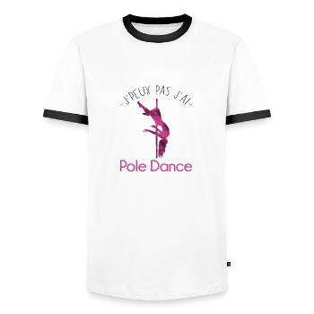 J'peux pas j'ai Pole Dance - T-shirt contrasté Homme - blanc/noir - Devant - AI Model Female 172 light (172cm) & AI Model Male 178 dark (178cm)
