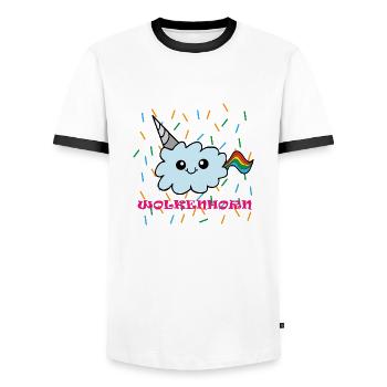 nuages Corne - T-shirt contrasté Homme - blanc/noir - Devant - AI Model Female 172 light (172cm) & AI Model Male 178 dark (178cm)