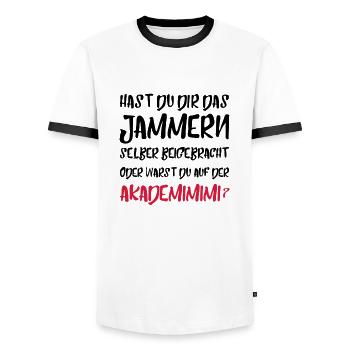 Akademimimi Spruch Geschenk Witzig - Männer Kontrast-T-Shirt - Weiß/Schwarz - Vorne - AI Model Female 172 light (172cm) & AI Model Male 178 dark (178cm)