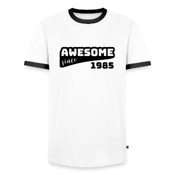 Awesome since 1985 / Birthday-Shirt - Männer Kontrast-T-Shirt - Weiß/Schwarz - Vorne - AI Model Female 172 light (172cm) & AI Model Male 178 dark (178cm)
