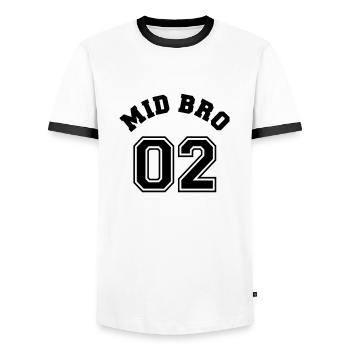 Mid Bro 02 - Middle Brother - T-shirt contrasté Homme - blanc/noir - Devant - AI Model Female 172 light (172cm) & AI Model Male 178 dark (178cm)
