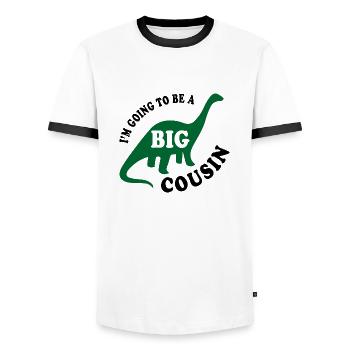 Big Cousin To Be - T-shirt contrasté Homme - blanc/noir - Devant - AI Model Female 172 light (172cm) & AI Model Male 178 dark (178cm)