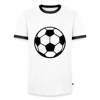 Fußball S - Männer Kontrast-T-Shirt - Weiß/Schwarz - Vorne - AI Model Female 172 light (172cm) & AI Model Male 178 dark (178cm)