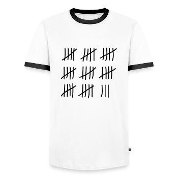 tage_zaehlen_43 - Männer Kontrast-T-Shirt - Weiß/Schwarz - Vorne - AI Model Female 172 light (172cm) & AI Model Male 178 dark (178cm)