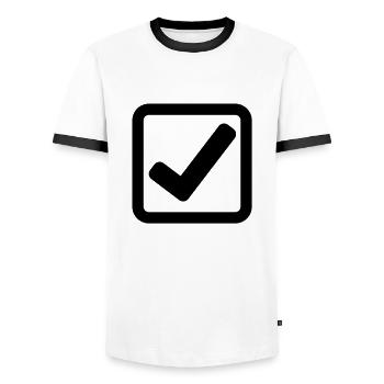 haken - Männer Kontrast-T-Shirt - Weiß/Schwarz - Vorne - AI Model Female 172 light (172cm) & AI Model Male 178 dark (178cm)