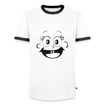children - Men's Ringer Shirt - white/black - Front - AI Model Female 172 light (172cm) & AI Model Male 178 dark (178cm)