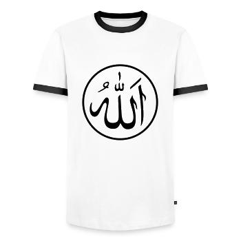 Allah Symbol im Kreis - Männer Kontrast-T-Shirt - Weiß/Schwarz - Vorne - AI Model Female 172 light (172cm) & AI Model Male 178 dark (178cm)