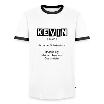 Kevin - Männer Kontrast-T-Shirt - Weiß/Schwarz - Vorne - AI Model Female 172 light (172cm) & AI Model Male 178 dark (178cm)