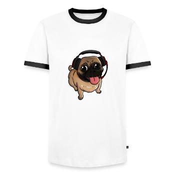 Gamer-Welpe - Männer Kontrast-T-Shirt - Weiß/Schwarz - Vorne - AI Model Female 172 light (172cm) & AI Model Male 178 dark (178cm)