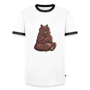 Doba der mürrische Bär - Männer Kontrast-T-Shirt - Weiß/Schwarz - Vorne - AI Model Female 172 light (172cm) & AI Model Male 178 dark (178cm)