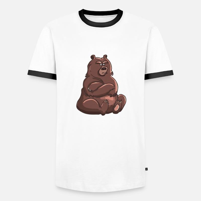 Doba the grumpy bear - Men's Ringer Shirt - white/black