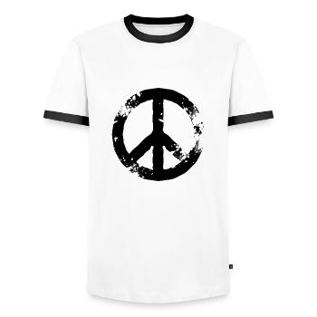 Peace - Männer Kontrast-T-Shirt - Weiß/Schwarz - Vorne - AI Model Female 172 light (172cm) & AI Model Male 178 dark (178cm)