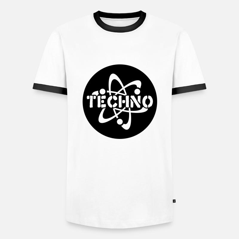 Techno__V005 - Männer Kontrast-T-Shirt - Weiß/Schwarz