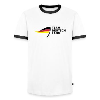 Team Deutschland - Männer Kontrast-T-Shirt - Weiß/Schwarz - Vorne - AI Model Female 172 light (172cm) & AI Model Male 178 dark (178cm)