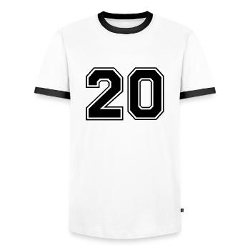 zwanzig - Men's Ringer Shirt - white/black - Front - AI Model Female 172 light (172cm) & AI Model Male 178 dark (178cm)