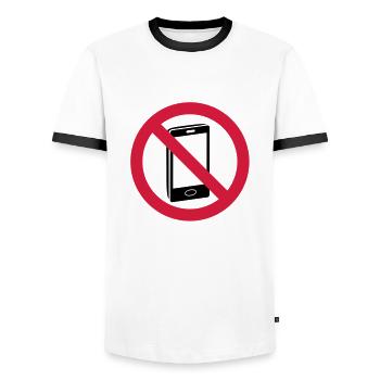 Handy verbot - Männer Kontrast-T-Shirt - Weiß/Schwarz - Vorne - AI Model Female 172 light (172cm) & AI Model Male 178 dark (178cm)