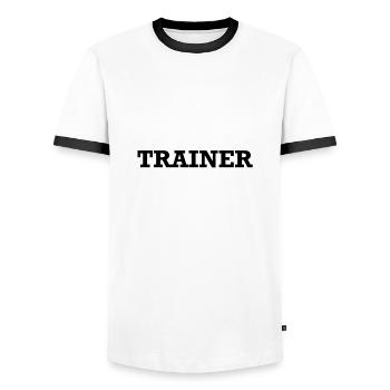 Coach Coach Coach Trainer Trainer Trainer - Männer Kontrast-T-Shirt - Weiß/Schwarz - Vorne - AI Model Female 172 light (172cm) & AI Model Male 178 dark (178cm)